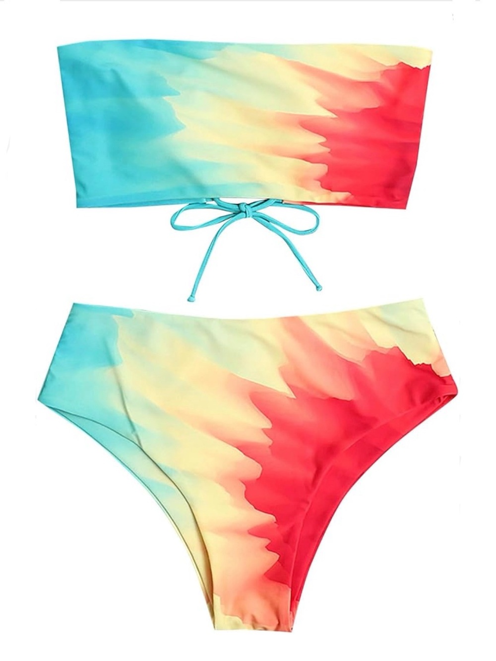 NWOT- Tie Strapless Tie Dye Bikini w/Lace-up Back